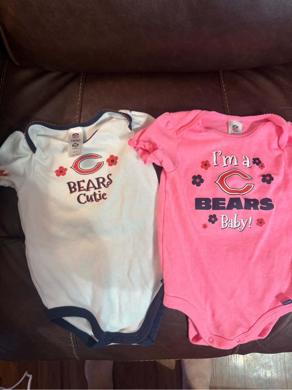 Baby Girls 2-Pack One-Piece Bodysuits - Pink & White chicago bears
